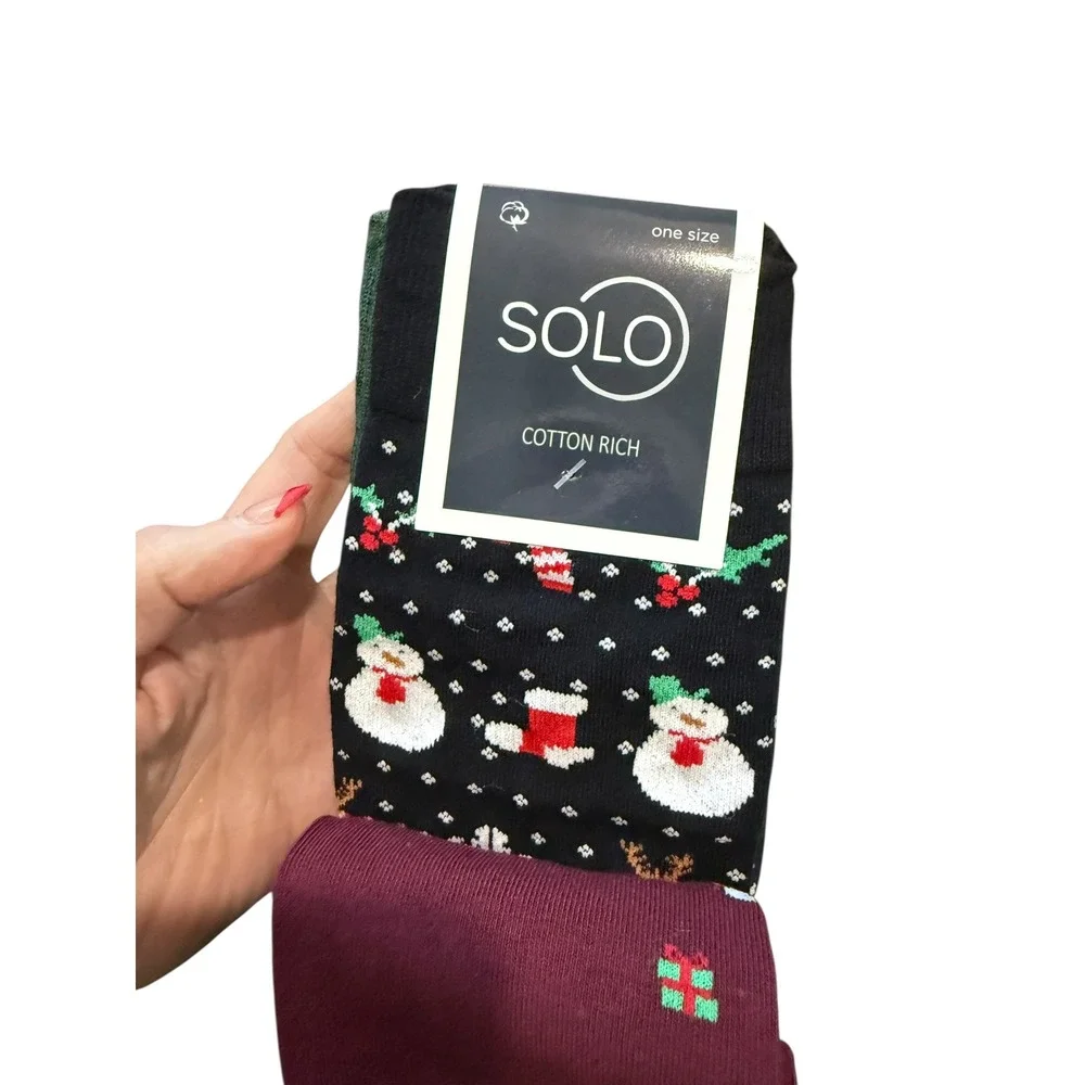 Christmas Socks Mens‎ 3 Pack Holiday Dress Socks Snowman Tree Cotton Gift